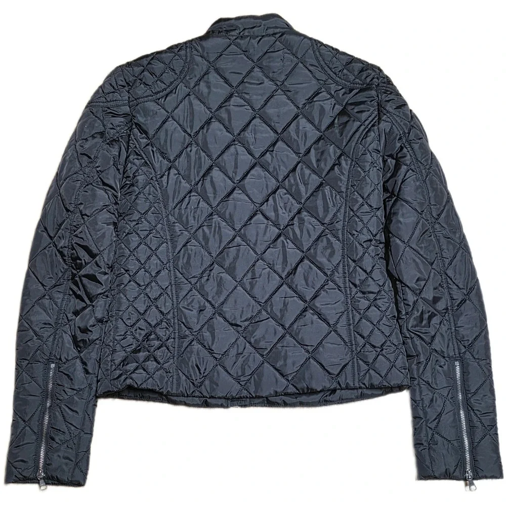 Banana Republic Quilted Moto Jacket Women's Size XS Black Full Zip‎ Snap Collar